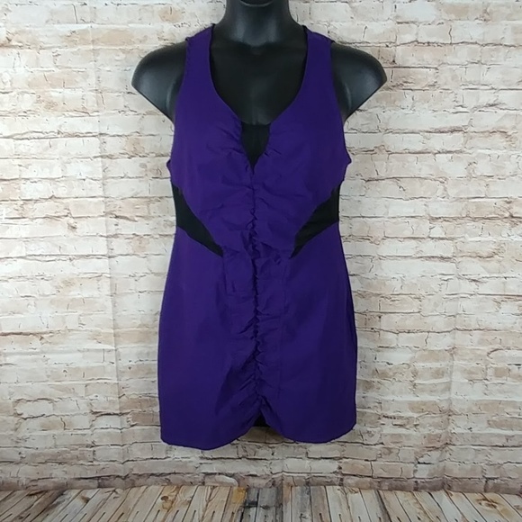 Reckless Hearts Size 1X Purple Mini Dress with Black Mesh Cutouts - Picture 1 of 8